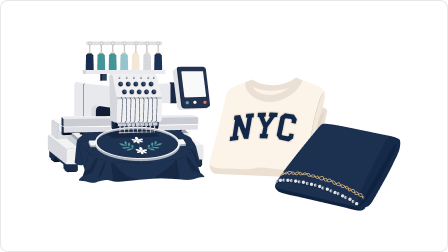 Embroidery and trim application illustration