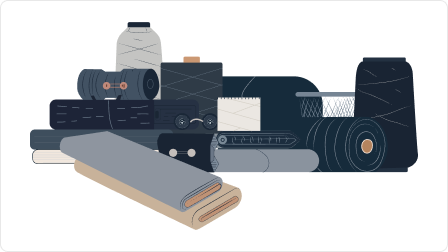 Fabric and raw material procurement illustration