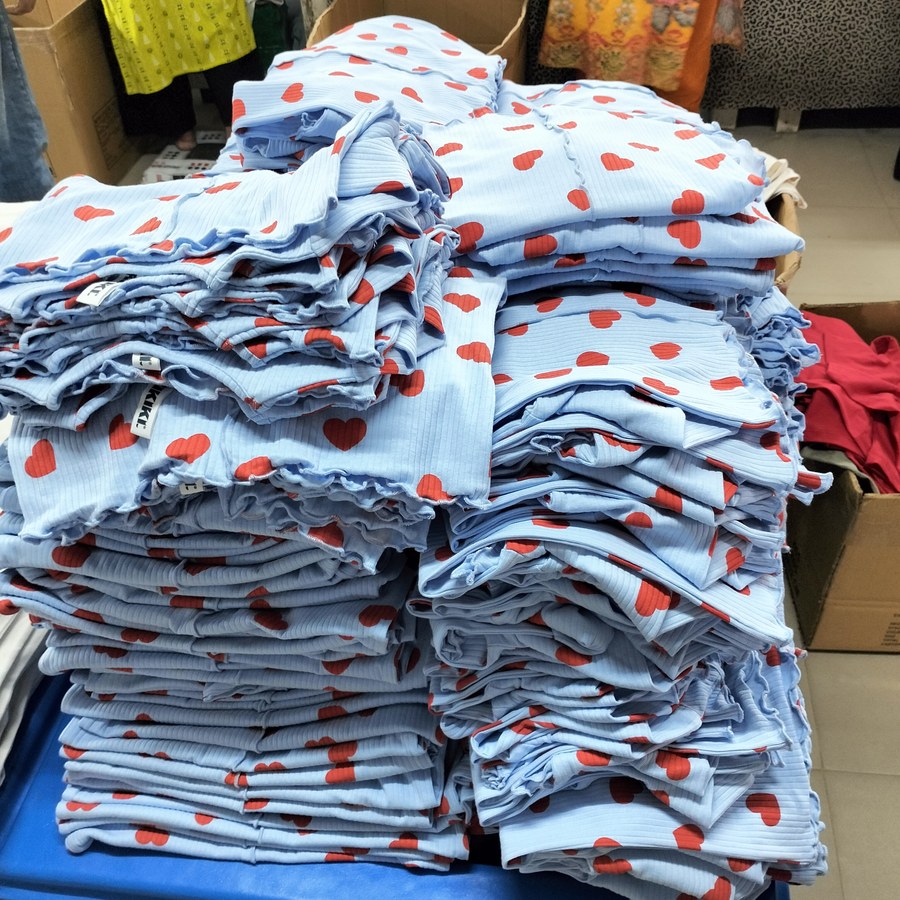 Folded heart-print fabric stack