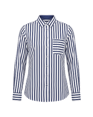 Navy and white striped shirt